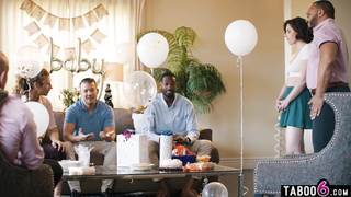 Diaper shower turns into gangbang party