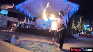 Amateurs enjoy fire show and sex at home