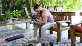 After workout stepson fucks stepmom by the pool