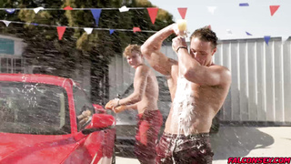 Oliver Marks busts all the load of cum to Trevor Brooks