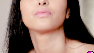 Petite Asian MILF posed after workout