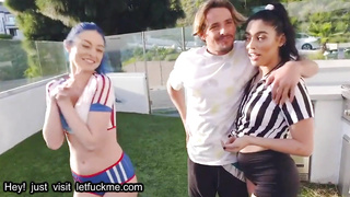 creampie soccer hotties fuck a lucky surfer boy in orgy