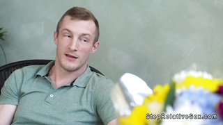 Busty MILF stepmom sucks and fucks two dicks