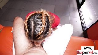 Hot amateur Thai teen serving her client