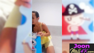 Big tits teen tries new big sex toy