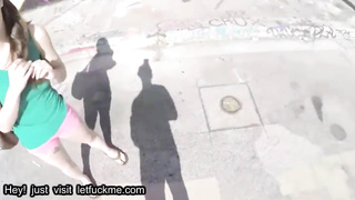 cumshot big tits petite teen paid cash to fuck stranger in public pov