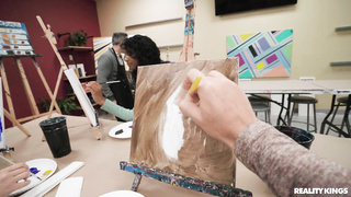 Big boobs classmate blows me in art class