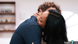 Ebony wife fucking her husbands stepbro