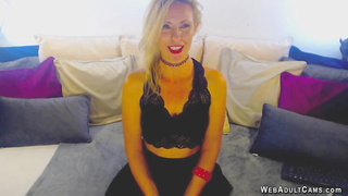 British blonde MILF fucks vibrator on wecam