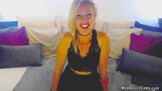 British blonde MILF fucks vibrator on wecam