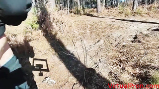 Redhead Threesome On The Public Road Of The Woods