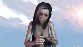 3D Porn Asian Teen handjob and blowjob