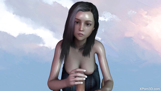 3D Porn Asian Teen handjob and blowjob