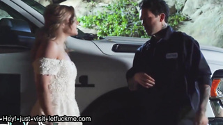 cumshot sexy nikki peach fucked outdoors by stranger fixing her car