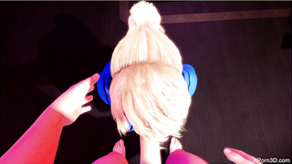 3D Porn POV Busty Blonde Gagging Blowjob
