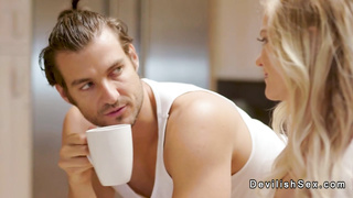 Married blonde wife cheating on hubby with stranger