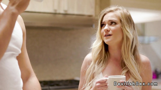 Married blonde wife cheating on hubby with stranger