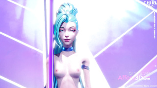 Lewd 3d babes showing their pole dance skill in a naughty animation