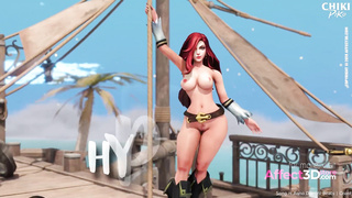 Lewd 3d babes showing their pole dance skill in a naughty animation