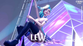 Lewd 3d babes showing their pole dance skill in a naughty animation