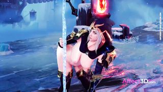 Lewd 3d babes showing their pole dance skill in a naughty animation