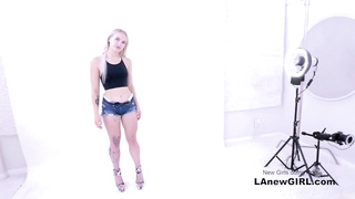 Girl has orgasm by getting pussy licked at her audition