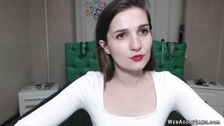 Small tits babe strips to stockings on webcam