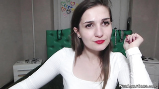 Small tits babe strips to stockings on webcam