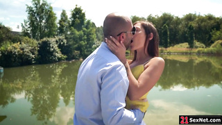 Horny girlfriend having outdoor anal sex