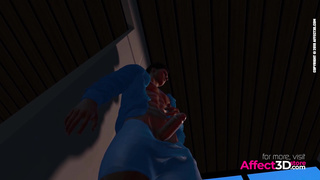 Muscle guy fucking a big tits futa babe in the shower in a 3d porn animation