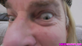 Em Indica sucking her stepgrandpas hard cock