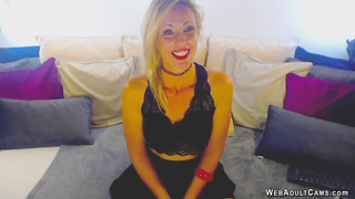 Small tits and hairy pussy MILF masturbates on webcam