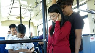 Chinese black-haired, Aimi Nagano got drilled in the bus, uncens