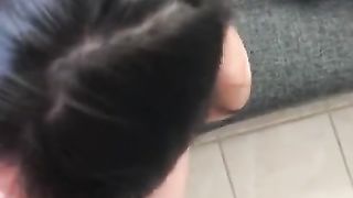 Teenie Deep Throats Pals Hefty Cock after going out