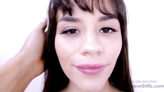 Sweet girl fucked after licking his ass in studio