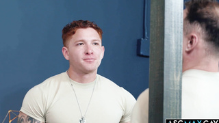 Military privates making out in the bedroom