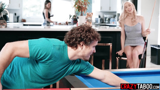 Strip pool leads to rough threesome sex