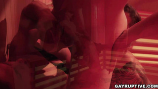 Three guys suck off impressively big dicks each other