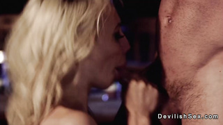 Man fucks busty gf on a ranch at night outdoors