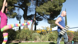 Handstand practice ends on cock outdoor