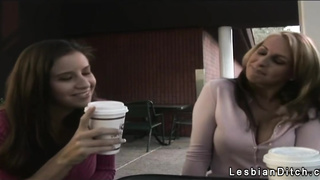 Two hot lesbians cudling and licking in bed