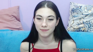Brunette amateur teen stripping off on webcam