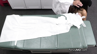 Pierced patient slowly penetrated from behind