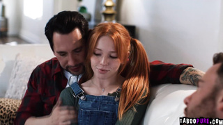 Stepdaughter getting fucked by two studs