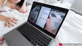 Stepsister Bailey Blaze loves watching porn