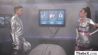 Tranny babe astronaut ass fucked in the spaceship