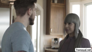 Smart Tgirl Itzel Saenz analed in the kitchen