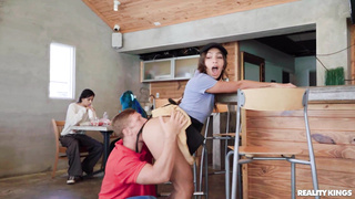 Hot waitress not wearing any panties on work