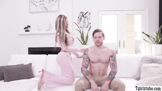 Big tits shemales gets ass bareback fucked by dude