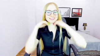 Small tits blonde amateur babe poses on webcam